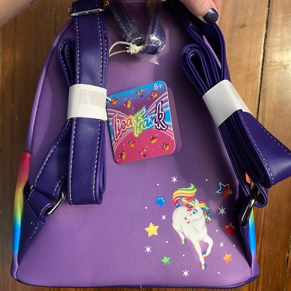 🦄 NWT Loungefly Lisa Frank Rainbow Unicorn Mini Backpack - Picture 2 of 7